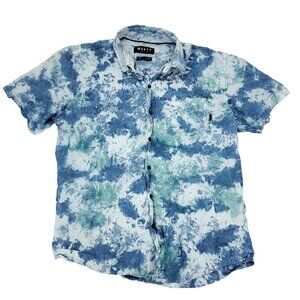 Westy Button Shirt Mens XL Blue Pocket Short Sleeve Cotton Tie Dye